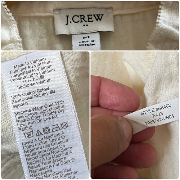 J Crew Factory New Cotton Ivory Gauze Ruffle Trim Sleeveless Top Medium - Picture 13 of 14